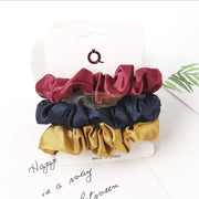 Silk Hair Scrunchies | Tri-Color | 3 pieces | Gold Rose Red Navy Hair Accessories