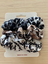 Silk Hair Scrunchies | Tri-Color | 3 pieces | Grey Brown White Hair Accessories