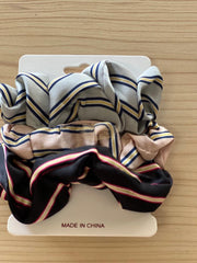 Silk Hair Scrunchies | Tri-Color | 3 pieces | Grey Nude Pink Black Hair Accessories