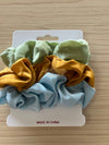 Silk Hair Scrunchies | Tri-Color | 3 pieces | mint green mustard sky blue Hair Accessories
