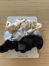 Silk Hair Scrunchies | Tri-Color | 3 pieces | Nude Pearl Grey Black Hair Accessories