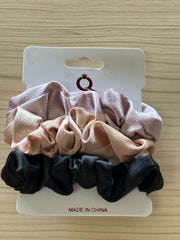 Silk Hair Scrunchies | Tri-Color | 3 pieces | nude pink nude black Hair Accessories