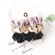 Silk Hair Scrunchies | Tri-Color | 3 pieces | nude pink nude black Hair Accessories