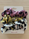 Silk Hair Scrunchies | Tri-Color | 3 pieces | Pink Mustard White Hair Accessories