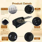 Sina Nail Master 35 000 RPM Electric Nail Drill Machine Kit | Black Electric Nail Drills