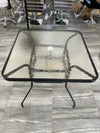 Square Textured Glass Top Outdoor Table 79 cm - Black Outdoor Furniture Set