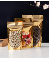 Stand-Up Zipper Pouch Bag with Hang Hole | 18*28cm | Clear/Gold (bag only) Zipock Bags