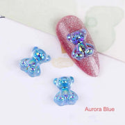 Teddy Nail Charm | Aurora Blue nail art decoration