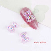 Teddy Nail Charm | Aurora Pink nail art decoration