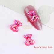 Teddy Nail Charm | Aurora Rose Red nail art decoration