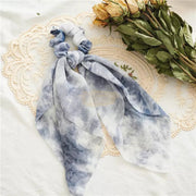 Tie Dye Chiffon Bow Long Tail Scrunchie Design 8 4 Blue Hair Accessories