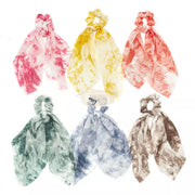 Tie Dye Chiffon Bow Long Tail Scrunchie Design 8 Hair Accessories
