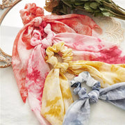 Tie Dye Chiffon Bow Long Tail Scrunchie Design 8 Hair Accessories