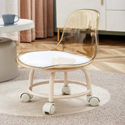 Transparent Low Stool with Back Support on Wheels Low Stool