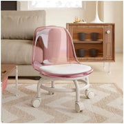 Transparent Low Stool with Back Support on Wheels Low Stool