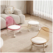 Transparent Low Stool with Back Support on Wheels Low Stool