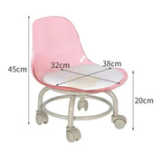 Transparent Low Stool with Back Support on Wheels Low Stool