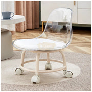 Transparent Low Stool with Back Support on Wheels Low Stool