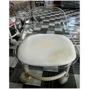 Transparent Low Stool with Back Support on Wheels Clear Low Stool