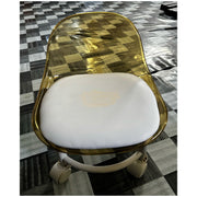 Transparent Low Stool with Back Support on Wheels Gold/Brown Low Stool