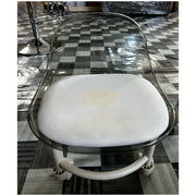 Transparent Low Stool with Back Support on Wheels Grey Low Stool