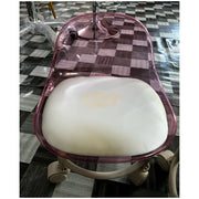 Transparent Low Stool with Back Support on Wheels Pink Low Stool