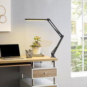 USB Dimmable LED Folding Desk Lamp with Clamp - Black