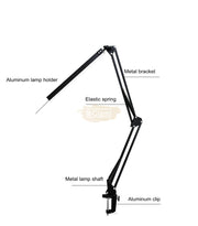 USB Dimmable LED Folding Desk Lamp with Clamp - Black