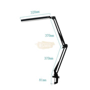 USB Dimmable LED Folding Desk Lamp with Clamp - Black