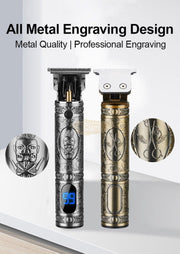 USB Rechargeable Electric Cordless Hair Trimmer with LCD Display