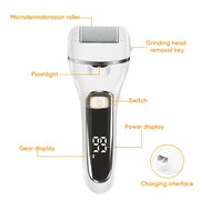USB Rechargeable Foot File Callus Remover with Display & Light Foot File