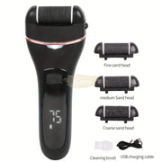 USB Rechargeable Foot File Callus Remover with Display & Light Black Foot File