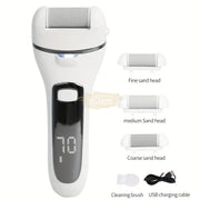 USB Rechargeable Foot File Callus Remover with Display & Light White Foot File