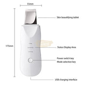USB Rechargeable Ultrasonic Skin Scrubber Blackhead Remover | Pore Cleansing Facial Device for Clear Skin Skin Care