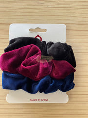 Velvet Hair Scrunchies | Tri-Color | 3 pieces | Black Cranberry Navy Hair Accessories