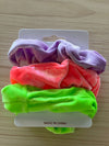 Velvet Hair Scrunchies | Tri-Color | 3 pieces | Neon Pink Neon green Purple Hair Accessories