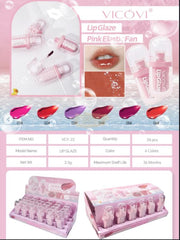 VICOVI Lip Glaze Pink Elastic Fan 2g | 6colors Lip Glaze