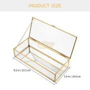 Vintage Glass Jewelry & Makeup Storage Box 23x10x5cm | Gold Mirror Design (box only) Jewelry Holder