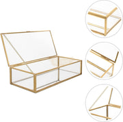 Vintage Glass Jewelry & Makeup Storage Box 23x10x5cm | Gold Mirror Design (box only) Jewelry Holder