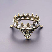 Vintage Style Pearl Crown Nail Art Brush Holder Bronze Gold Nail Art Kits & Accessories