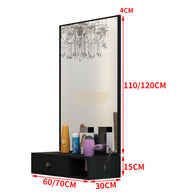 Wall Mount Salon Station with Led Lamp Mirror | Black (price per unit) Mirror