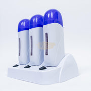 White/Blue Triple Roll-On Wax Heater | 3-in-1 Cartridge Wax Warmer for Salon & Spa Hair Removal Roll-On Wax Heater
