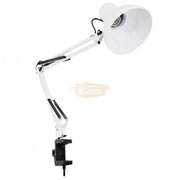 White Flexible Swing Arm Clamp Mount Desk Lamp Round (bulb not included) Desk Lamp
