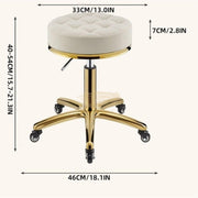White/Gold Salon Swivel Stool | Height Adjustable & On Wheels Stool