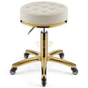 White/Gold Salon Swivel Stool | Height Adjustable & On Wheels Stool