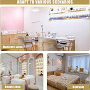 White Marble-Style Table with Gold Frame with 3 Side Shelves 120*40*78cm Manicure Tables