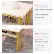 White Marble-Style Table with Gold Frame with divider 100*40*78cm Manicure Tables