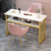 White Marble-Style Table with Gold Frame with divider 100*40*78cm Manicure Tables