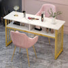 White Marble-Style Table with Gold Frame with divider 120*40*78cm Manicure Tables
