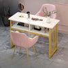 White Marble-Style Table with Gold Frame with divider 80*40*78cm Manicure Tables